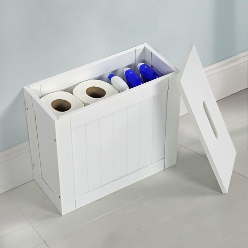 White wooden slimline bathroom - white,