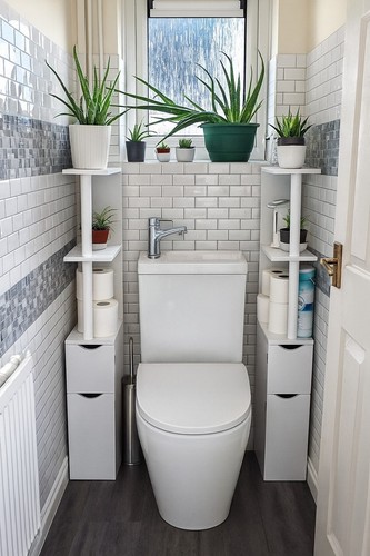 White bathroom storage cabinet - white,