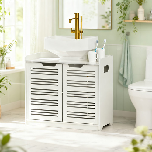 White stylish bathroom cabinet - white,